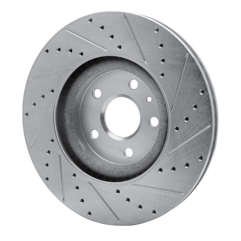 Buick Regal Brake Rotor (1) - Front Left - R1 Concepts - Drilled & Slotted - Silver - `13-`19